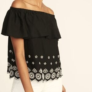Old navy off shoulder embroidered black/white shirt size L.  NWOT